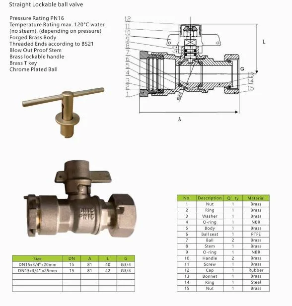 Brass Lockable Ball Valve Connect with PE Pipe and Water Meter