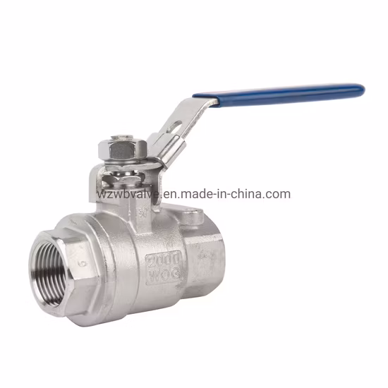 Válvula de bola de paso total atornillada roscada hembra de acero inoxidable de 2 piezas Válvula industrial 1000wog