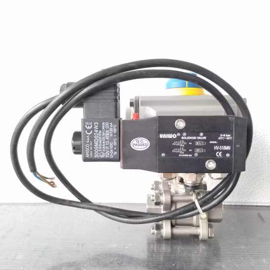 Válvula de bola flotante de control de actuador neumático con válvula solenoide Estándar Pn16 Temperatura media General